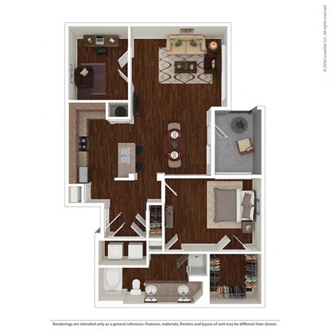 1 bed 1 bath floor plan V at Auxo at Memorial, Houston, Texas